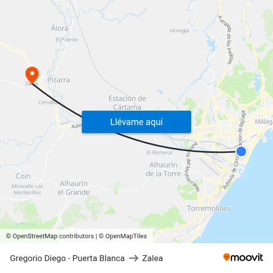 Gregorio Diego - Puerta Blanca to Zalea map