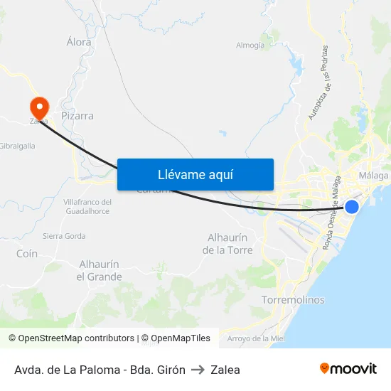 Avda. de La Paloma - Bda. Girón to Zalea map