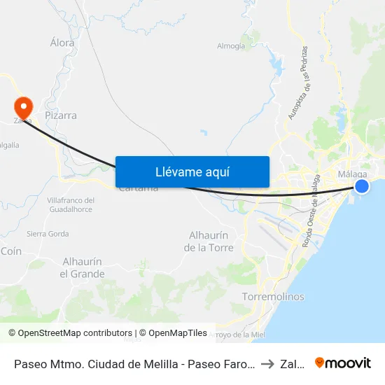 Paseo Mtmo. Ciudad de Melilla - Paseo Farola to Zalea map