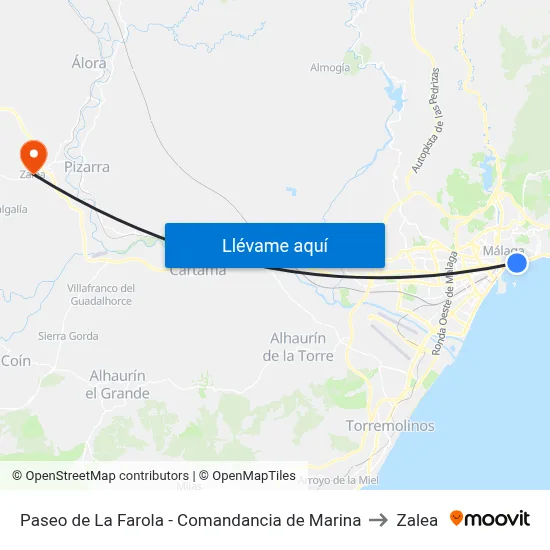 Paseo de La Farola - Comandancia de Marina to Zalea map