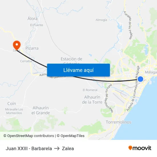 Juan XXIII - Barbarela to Zalea map