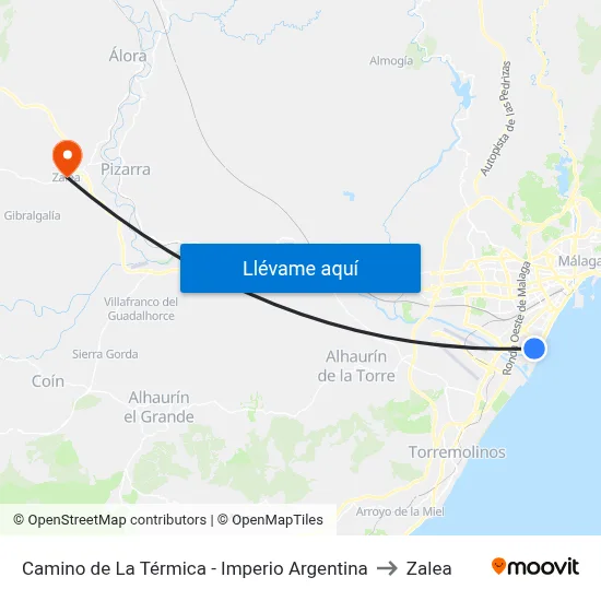 Camino de La Térmica - Imperio Argentina to Zalea map