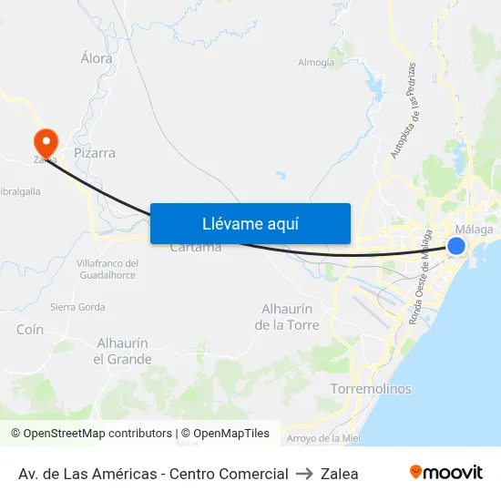 Av. de Las Américas - Centro Comercial to Zalea map