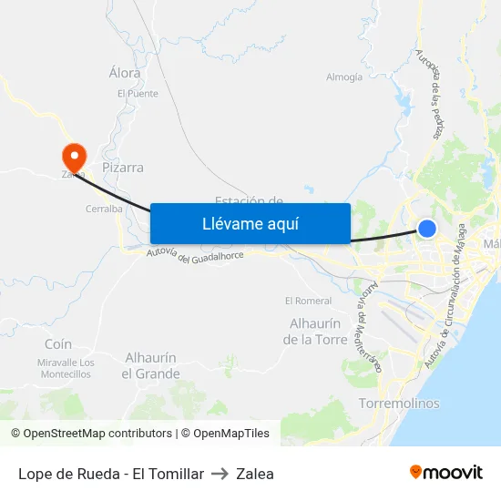 Lope de Rueda - El Tomillar to Zalea map