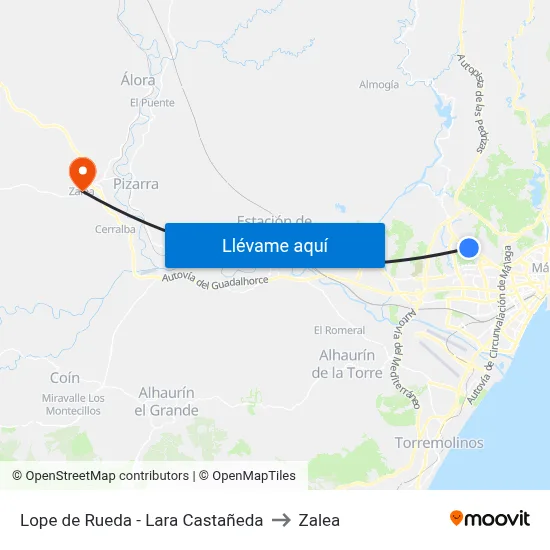 Lope de Rueda - Lara Castañeda to Zalea map