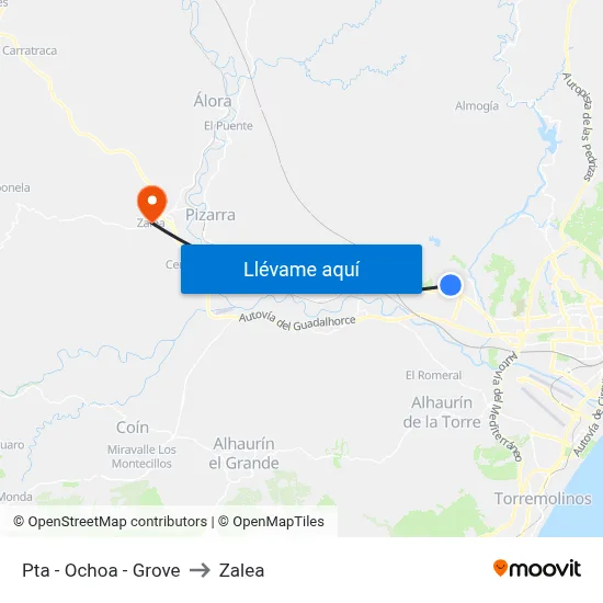 Pta - Ochoa - Grove to Zalea map