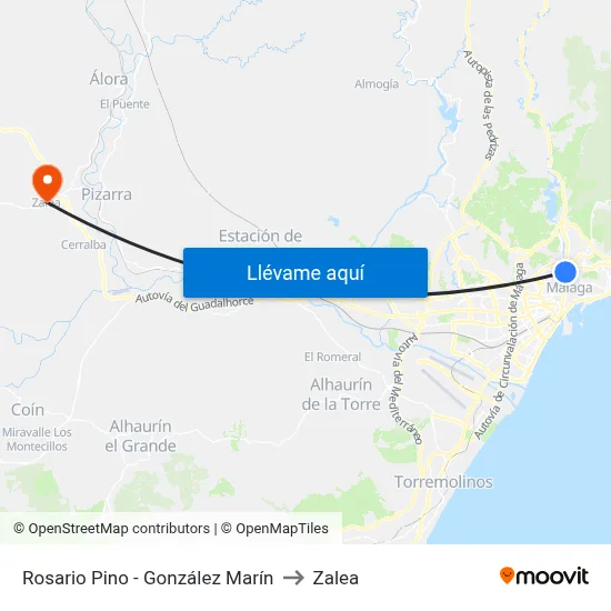 Rosario Pino - González Marín to Zalea map