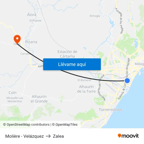 Molière - Velázquez to Zalea map
