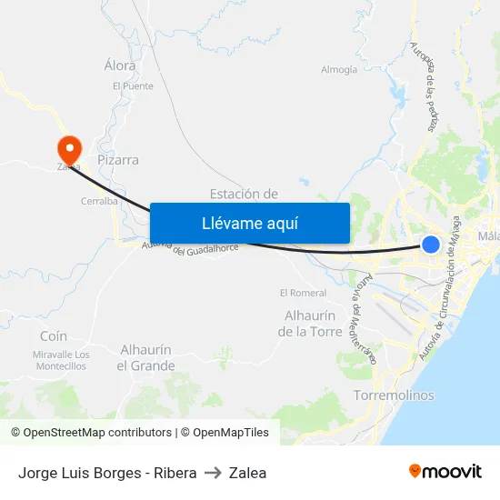 Jorge Luis Borges - Ribera to Zalea map