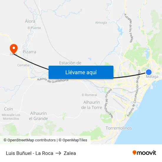 Luis Buñuel - La Roca to Zalea map