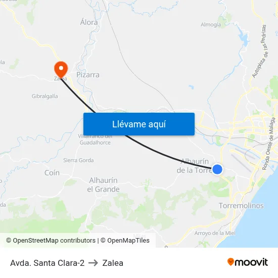 Avda. Santa Clara-2 to Zalea map