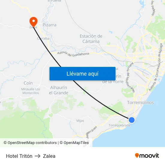 Hotel Tritón to Zalea map