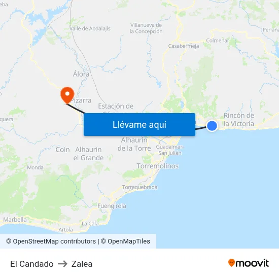 El Candado to Zalea map