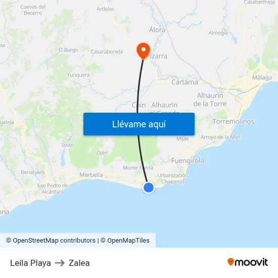 Leila Playa to Zalea map
