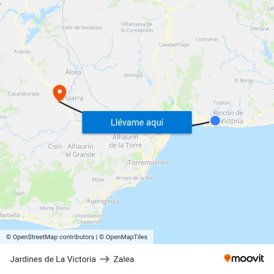 Jardines de La Victoria to Zalea map