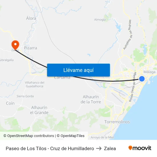 Paseo de Los Tilos - Cruz de Humilladero to Zalea map