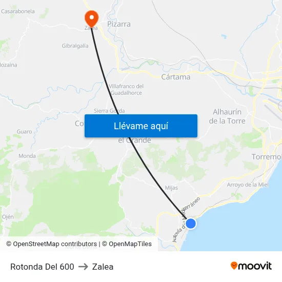 Rotonda Del 600 to Zalea map