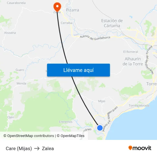 Care (Mijas) to Zalea map