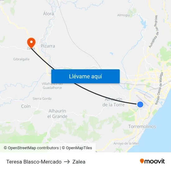 Teresa Blasco-Mercado to Zalea map