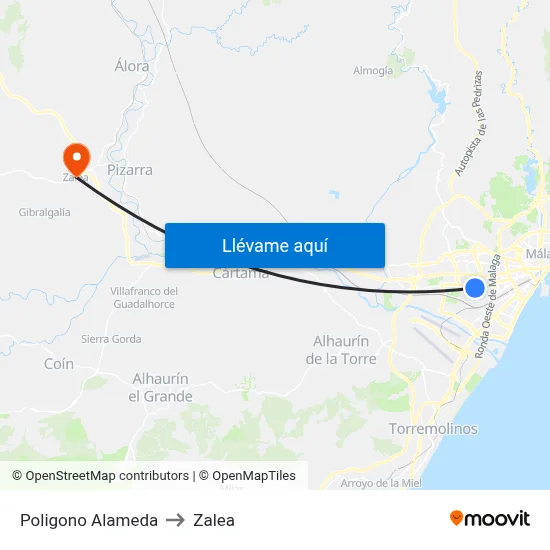 Poligono Alameda to Zalea map