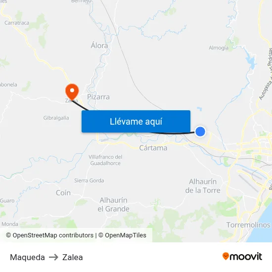 Maqueda to Zalea map