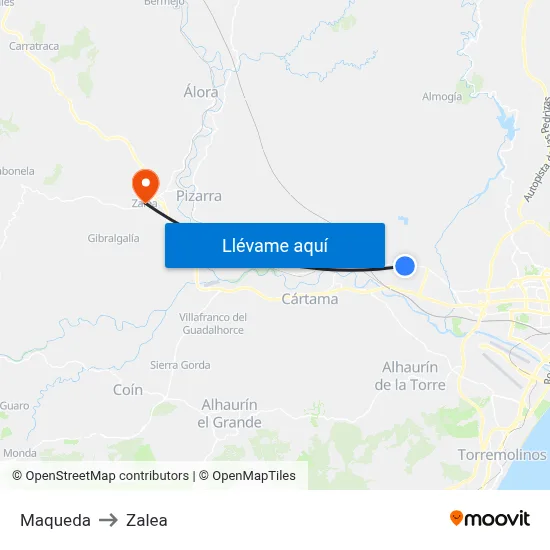 Maqueda to Zalea map