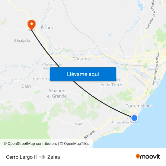 Cerro Largo II to Zalea map