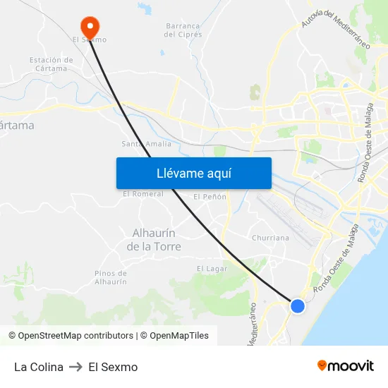 La Colina to El Sexmo map