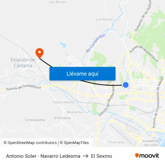 Antonio Soler - Navarro Ledesma to El Sexmo map