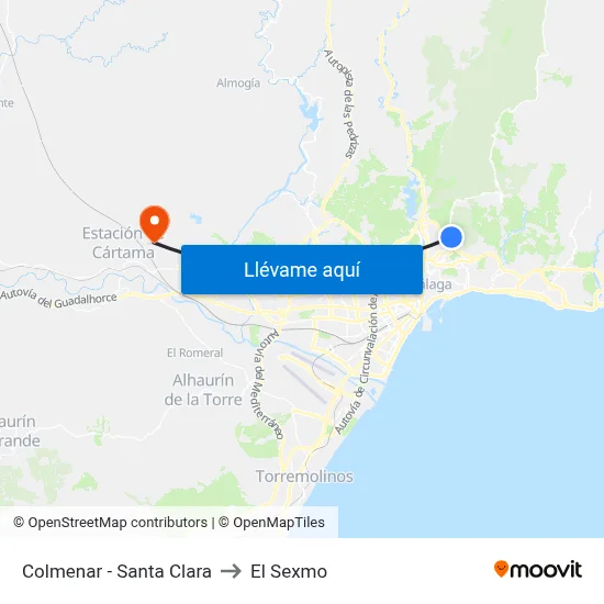 Colmenar - Santa Clara to El Sexmo map