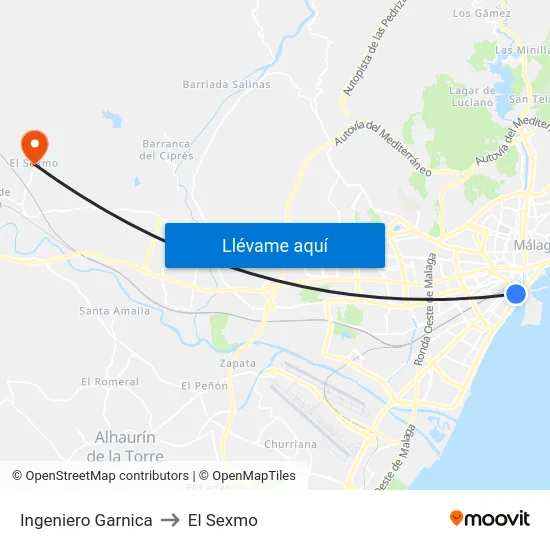 Ingeniero Garnica to El Sexmo map