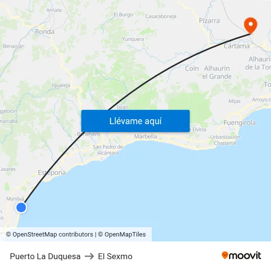 Puerto La Duquesa to El Sexmo map