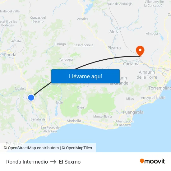 Ronda Intermedio to El Sexmo map