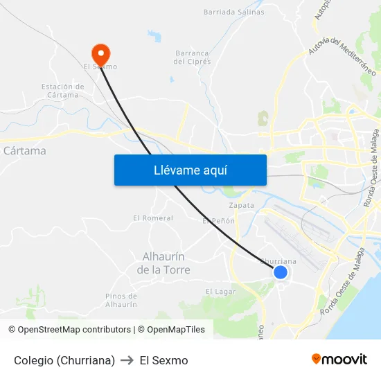 Colegio (Churriana) to El Sexmo map