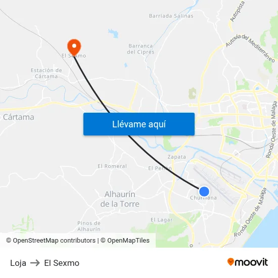 Loja to El Sexmo map