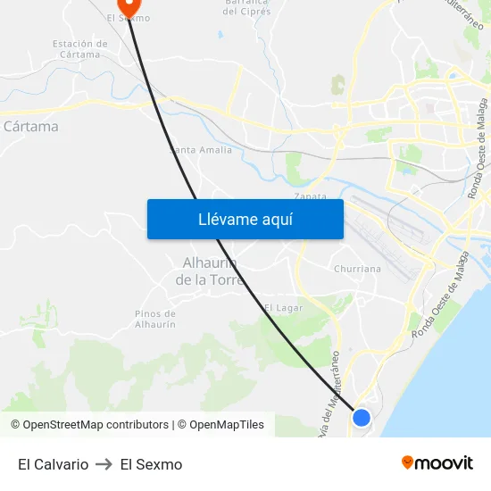El Calvario to El Sexmo map