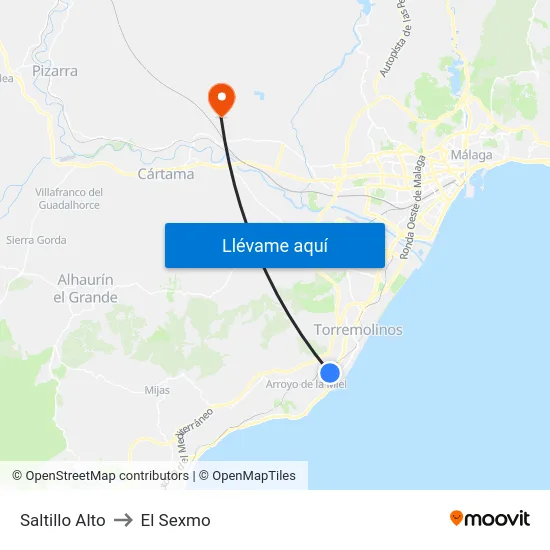 Saltillo Alto to El Sexmo map