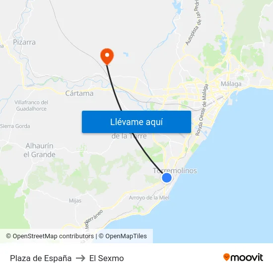 Plaza de España to El Sexmo map