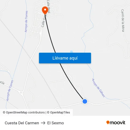 Cuesta Del Carmen to El Sexmo map