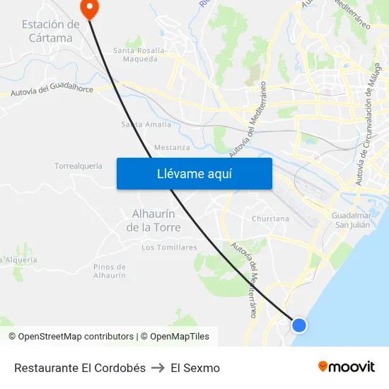 Restaurante El Cordobés to El Sexmo map