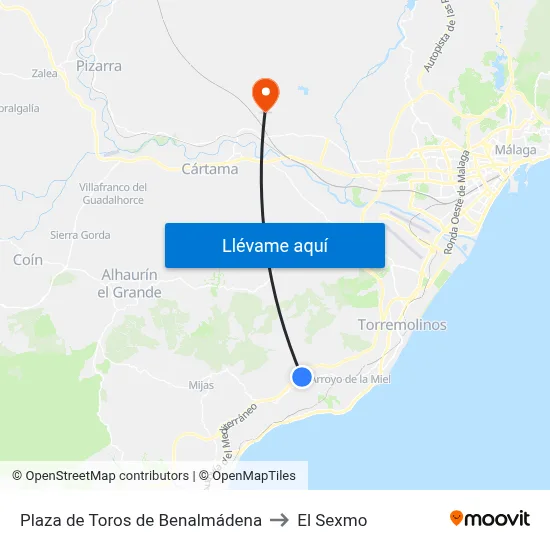 Plaza de Toros de Benalmádena to El Sexmo map