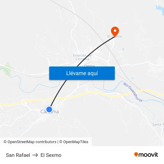 San Rafael to El Sexmo map