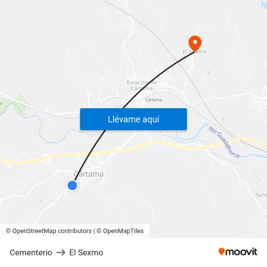 Cementerio to El Sexmo map