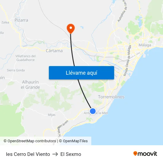 Ies Cerro Del Viento to El Sexmo map