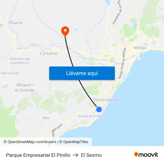Parque Empresarial El Pinillo to El Sexmo map