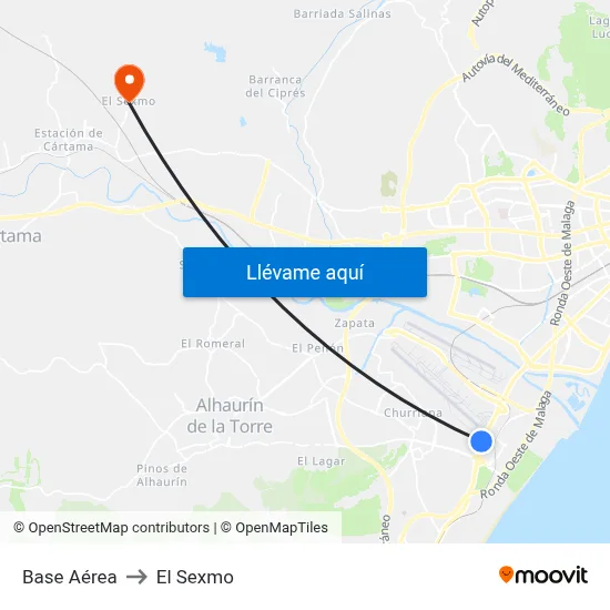 Base Aérea to El Sexmo map