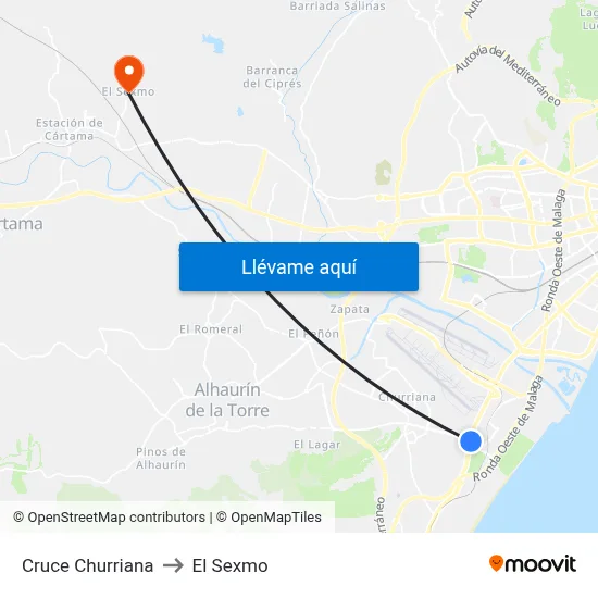 Cruce Churriana to El Sexmo map