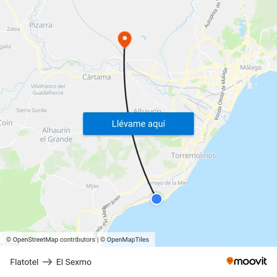 Flatotel to El Sexmo map