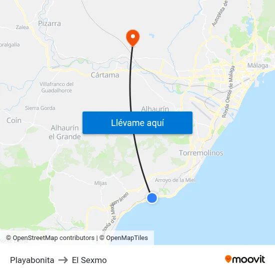 Playabonita to El Sexmo map