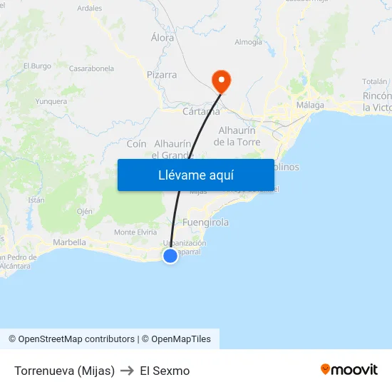 Torrenueva (Mijas) to El Sexmo map